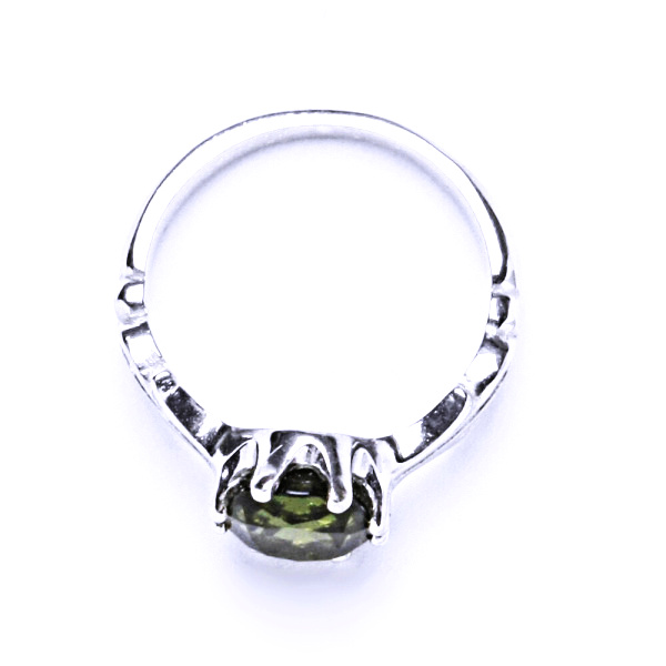 Zlatý prsten , bílé i žluté zlato ,přírodní vltavín 9x7 mm - T 1262 