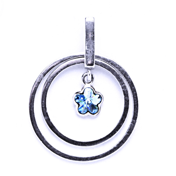 Přívěšek stříbrný kytička , krystal Swarovski akvamarín P 1308