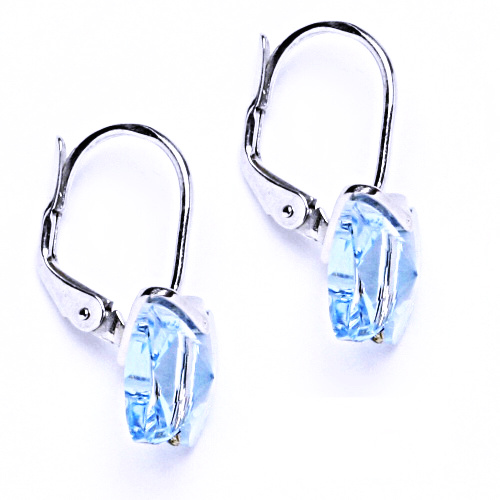 Náušnice stříbrné, krystal Swarovski akvamarín-motýlek 10mm, NK 1307 