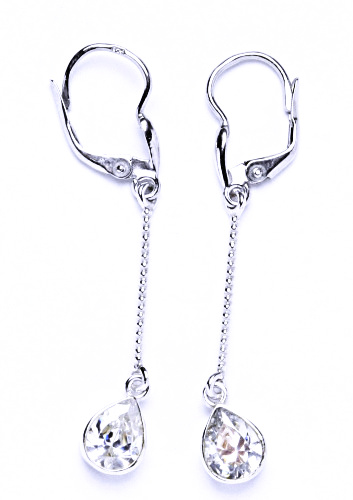 Náušnice stříbrné se zirkonem (slza 8x6 bílý zirkon)NK 