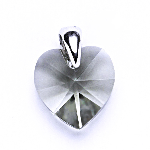 Stříbrný přívěsek s krystalem Swarovski black diamond, srdce, P 1302