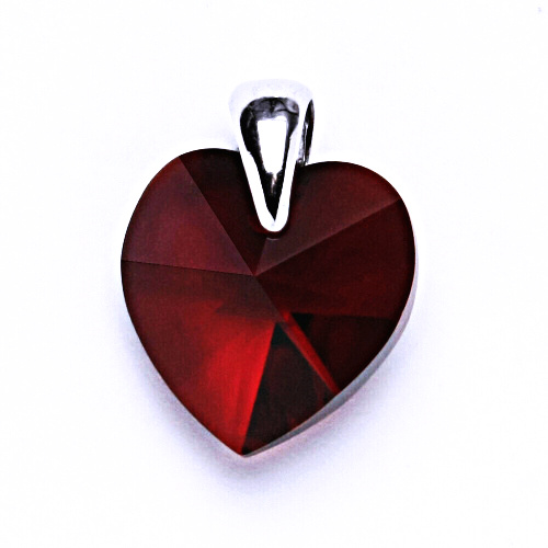 Stříbrný přívěsek s krystalem Swarovski siam, srdce, P 1302