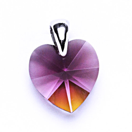 Stříbrný přívěsek s krystalem Swarovski ametyst, srdce, P 1302