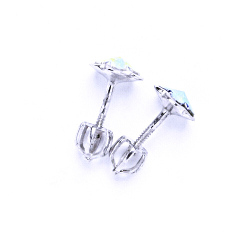 Stříbrné náušnice na šroubek s krystaly Swarovski (AB Crystal)NŠ 1297