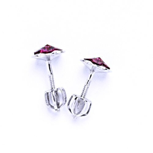 Stříbrné náušnice na šroubek s krystaly Swarovski (Fuchsie)NŠ 1297 