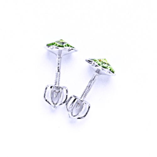 Stříbrné náušnice na šroubek s krystaly Swarovski (Chryzolit)NŠ 1297 
