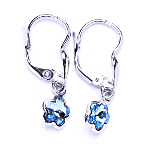 Náušnice stříbrné s krystalem Swarovski akvamarin, NK 1297/20 