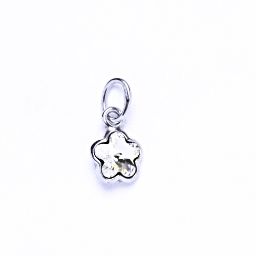 Stříbrný přívěšek kytička , Swarovski krystal fuchsie - P 1297