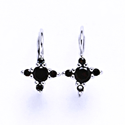 Zlaté naušnice , přírodní granáty, bílé i žluté zlato - VE 38