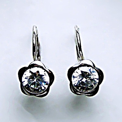 Zlaté náušnice kytička ,bílé i žluté zlato , čirý zirkon -  NK 1271 