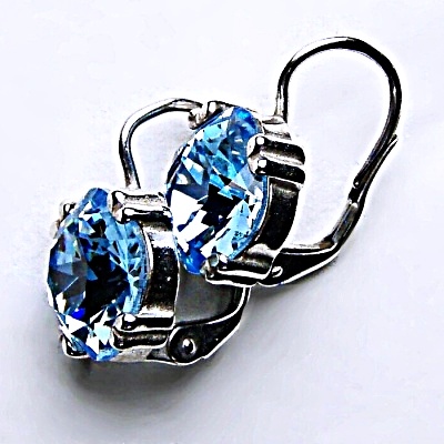 Stříbrné náušnice, krystal Swarovski, akvamarin, šperky s krystaly, NK 1225