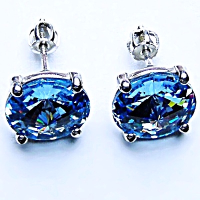 Stříbrné náušnice, krystal Swarovski, barva Akvamarin, šperky s krystaly, NŠ 1188 