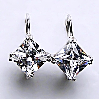 Stříbrné náušnice, čirý zirkon 8x8 mm - NK 1259