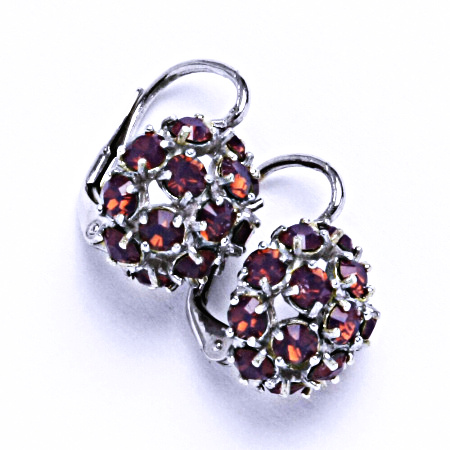 Náušnice stříbrné půlkoule s krystalem Swarovski Cyclamen Opal,NK1337
