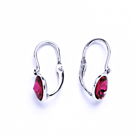 Stříbrné dětské náušnice s krystalem Swarovski Fuchsie NK 1336