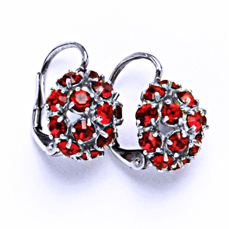 Náušnice stříbrné půlkoule s krystalem Swarovski Light Siam, NK 1337