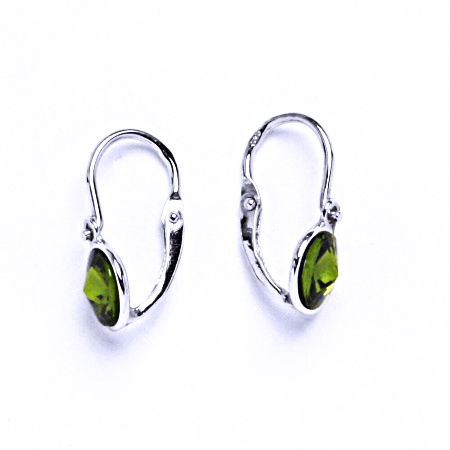 Stříbrné dětské náušnice s krystalem Swarovski Olivín NK 1336