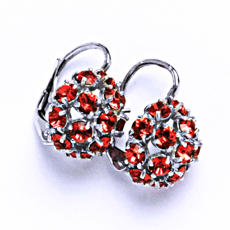 Náušnice stříbrné půlkoule s krystalem Swarovski Padparadscha, NK 1337