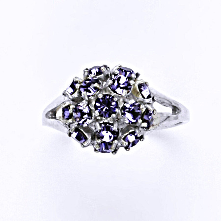 Stříbrný prsten s krystalem swarovski tanzanit,šperk T 1337