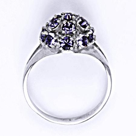 Stříbrný prsten s krystalem swarovski tanzanit,šperk T 1337