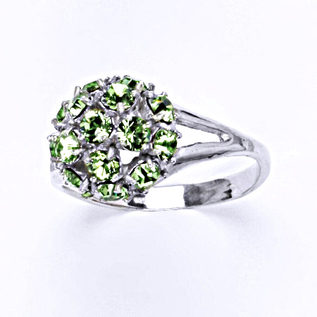 Prsten stříbrný s krystalem Swarovski peridot,šperk T 1337