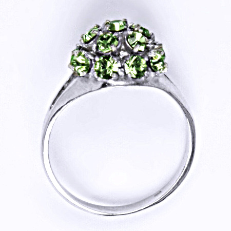 Prsten stříbrný s krystalem Swarovski peridot,šperk T 1337