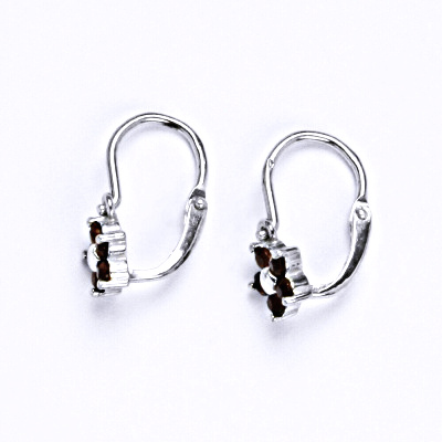 Dětské náušnice stříbrné s granátem,pomněnka, NK 1391 