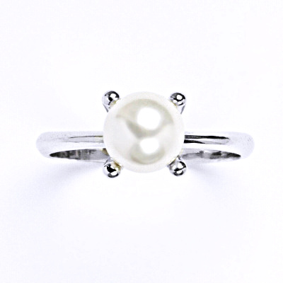 Stříbrný prsten se Swarovski bílou perlou, T 1400 