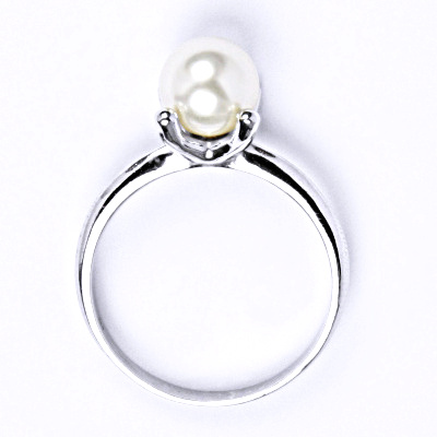 Stříbrný prsten se Swarovski bílou perlou, T 1400 