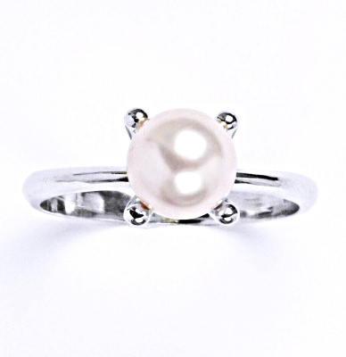 Stříbrný prsten se Swarovski perlou rosaline, T 1400