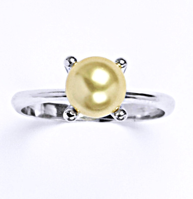 Stříbrný prsten se Swarovski perlou gold, T 1400
