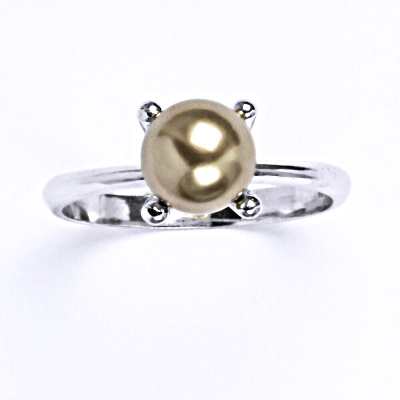 Stříbrný prsten se Swarovski perlou bronze, T 1400