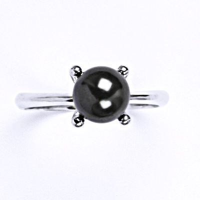 Stříbrný prsten se Swarovski perlou black, T 1400