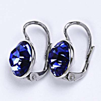 Stříbrné náušnice se Swarovski krystalem saphire NK 1347 
