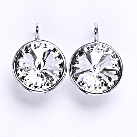 Stříbrné náušnice, čirý krystal Swarovski - NK 1372