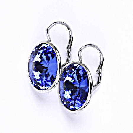 Stříbrné náušnice ,krystal Swarovski saphire - NK 1372