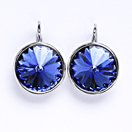 Stříbrné náušnice ,krystal Swarovski saphire - NK 1372