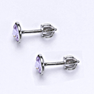 Stříbrné náušnice na šroubek se Swarovski krystalem violet,NŠ 1336