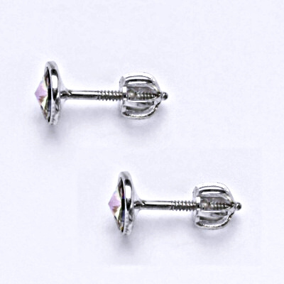 Stříbrné náušnice na šroubek se Swarovski krystalem vitrail light,NŠ 1336