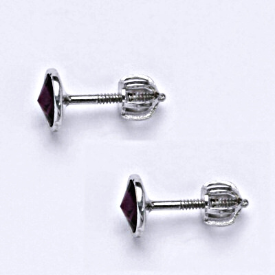 Stříbrné náušnice na šroubek se Swarovski krystalem ametyst,NŠ 1336 