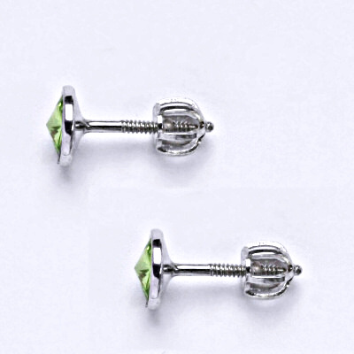 Stříbrné náušnice na šroubek se Swarovski peridot krystalem,NŠ 1336