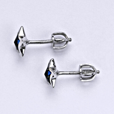 Stříbrné náušnice na šroubek se Swarovski bermuda blue krystalem,NŠ 1326