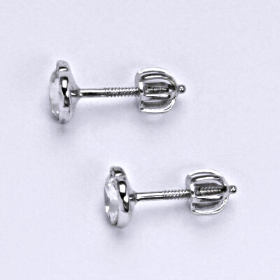 Stříbrné náušnice na šroubek se Swarovski čirým krystalem,srdce,NŠ 1315