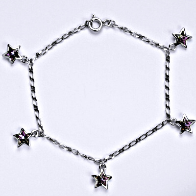 Stříbrný náramek se Swarovski krystaly vitrail light, hvězda, R 1326