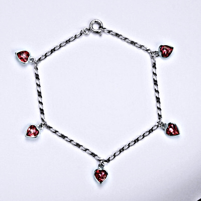 Stříbrný náramek se Swarovski krystaly rose, srdíčka, R 1315