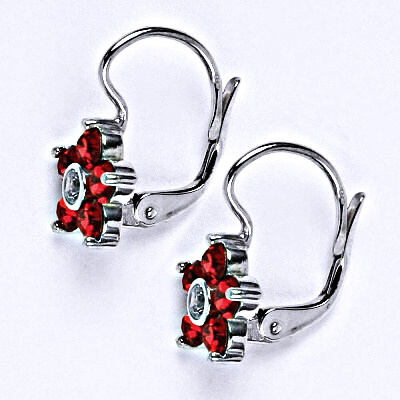 Zlaté náušnice, Swarovski siam krystaly, bílé i žluté zlato - NK 1444