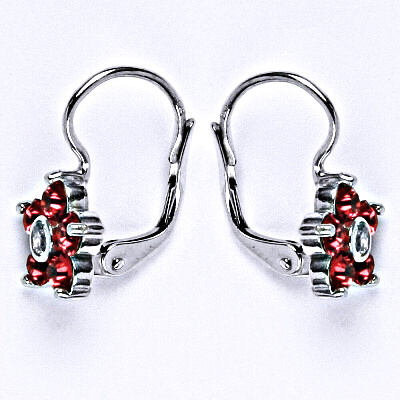 Stříbrné náušnice se Swarovski indian pink krystaly, NK 1444