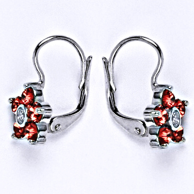 Zlaté náušnice, Swarovski Paparadscha krystaly , bílé i žluté zlato - NK 1444