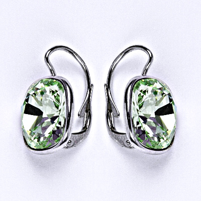 Stříbrné náušnice se Swarovski krystalem chrysolit, NK 1375
