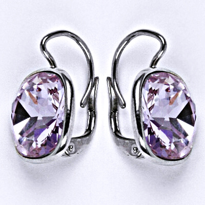 Stříbrné náušnice se Swarovski krystalem violet, NK 1375